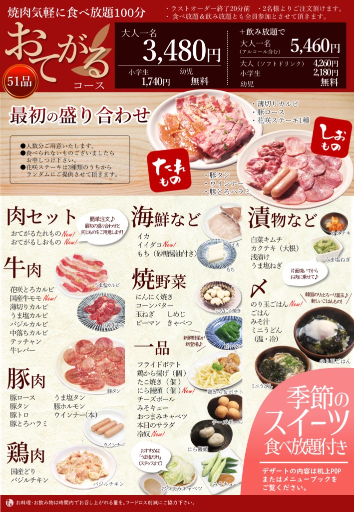 うまいものダイニング大志麻 焼肉食べ放題おてがるコースメニュー詳細写真